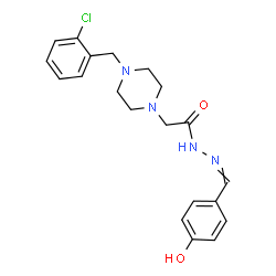 ChemSpider 2D Image | 2-[4-(2-chlorobenzyl)-1-piperazinyl]-N'-(4-hydroxybenzylidene)acetohydrazide | C20H23ClN4O2