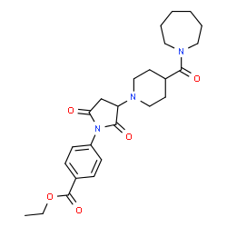 ChemSpider 2D Image | Ethyl 4-{3-[4-(1-azepanylcarbonyl)-1-piperidinyl]-2,5-dioxo-1-pyrrolidinyl}benzoate | C25H33N3O5