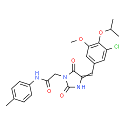 ChemSpider 2D Image | 2-[4-(3-chloro-4-isopropoxy-5-methoxybenzylidene)-2,5-dioxo-1-imidazolidinyl]-N-(4-methylphenyl)acetamide | C23H24ClN3O5