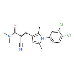 ChemSpider 2D Image | 2-cyano-3-[1-(3,4-dichlorophenyl)-2,5-dimethyl-1H-pyrrol-3-yl]-N,N-dimethylacrylamide | C18H17Cl2N3O
