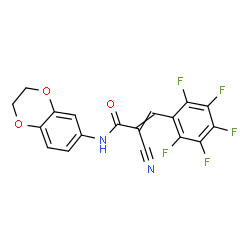 ChemSpider 2D Image | 2-Cyano-N-(2,3-dihydro-1,4-benzodioxin-6-yl)-3-(pentafluorophenyl)acrylamide | C18H9F5N2O3