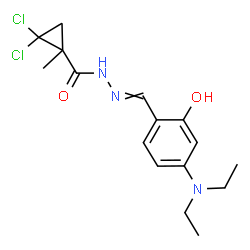 ChemSpider 2D Image | 2,2-Dichloro-N'-[4-(diethylamino)-2-hydroxybenzylidene]-1-methylcyclopropanecarbohydrazide | C16H21Cl2N3O2