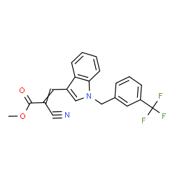 ChemSpider 2D Image | methyl 2-cyano-3-{1-[3-(trifluoromethyl)benzyl]-1H-indol-3-yl}acrylate | C21H15F3N2O2