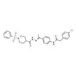 ChemSpider 2D Image | 2-(4-Chlorophenyl)-N-[4-(N-{[1-(phenylsulfonyl)-4-piperidinyl]carbonyl}ethanehydrazonoyl)phenyl]acetamide | C28H29ClN4O4S
