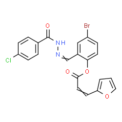 ChemSpider 2D Image | 4-Bromo-2-{[(4-chlorobenzoyl)hydrazono]methyl}phenyl 3-(2-furyl)acrylate | C21H14BrClN2O4