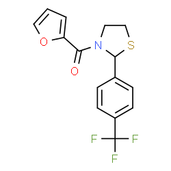 ChemSpider 2D Image | 2-Furyl{2-[4-(trifluoromethyl)phenyl]-1,3-thiazolidin-3-yl}methanone | C15H12F3NO2S