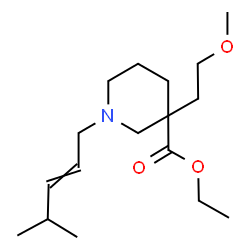 ChemSpider 2D Image | Ethyl 3-(2-methoxyethyl)-1-(4-methyl-2-penten-1-yl)-3-piperidinecarboxylate | C17H31NO3