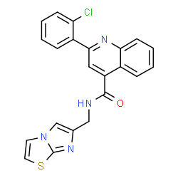 ChemSpider 2D Image | 2-(2-Chlorophenyl)-N-(imidazo[2,1-b][1,3]thiazol-6-ylmethyl)-4-quinolinecarboxamide | C22H15ClN4OS