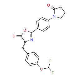 ChemSpider 2D Image | 4-[4-(Difluoromethoxy)benzylidene]-2-[4-(2-oxo-1-pyrrolidinyl)phenyl]-1,3-oxazol-5(4H)-one | C21H16F2N2O4