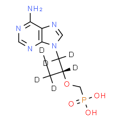 ChemSpider 2D Image | ({[(2R)-1-(6-Amino-9H-purin-9-yl)(~2~H_6_)-2-propanyl]oxy}methyl)phosphonic acid | C9H8D6N5O4P