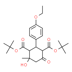 ChemSpider 2D Image | di(tert-butyl) 2-(4-ethoxyphenyl)-4-hydroxy-4-methyl-6-oxo-1,3-cyclohexanedicarboxylate | C25H36O7