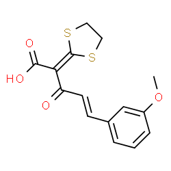ChemSpider 2D Image | (4E)-2-(1,3-Dithiolan-2-ylidene)-5-(3-methoxyphenyl)-3-oxo-4-pentenoic acid | C15H14O4S2