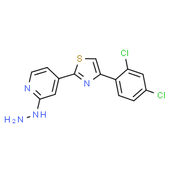 ChemSpider 2D Image | 4-[4-(2,4-Dichlorophenyl)-1,3-thiazol-2-yl]-2-hydrazinopyridine | C14H10Cl2N4S