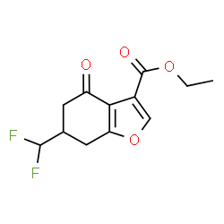 ChemSpider 2D Image | Ethyl 6-(difluoromethyl)-4-oxo-4,5,6,7-tetrahydro-1-benzofuran-3-carboxylate | C12H12F2O4