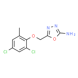 ChemSpider 2D Image | 5-[(2,4-Dichloro-6-methylphenoxy)methyl]-1,3,4-oxadiazol-2-amine | C10H9Cl2N3O2