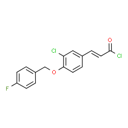ChemSpider 2D Image | (2E)-3-{3-Chloro-4-[(4-fluorobenzyl)oxy]phenyl}acryloyl chloride | C16H11Cl2FO2