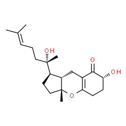 ChemSpider 2D Image | (1R,3aR,7R,9aS)-7-Hydroxy-1-[(2S)-2-hydroxy-6-methyl-5-hepten-2-yl]-3a-methyl-2,3,3a,5,6,7,9,9a-octahydrocyclopenta[b]chromen-8(1H)-one | C21H32O4