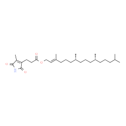 ChemSpider 2D Image | (2E,7R,11R)-3,7,11,15-Tetramethyl-2-hexadecen-1-yl 3-(4-methyl-2,5-dioxo-2,5-dihydro-1H-pyrrol-3-yl)propanoate | C28H47NO4
