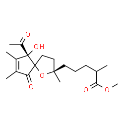 ChemSpider 2D Image | Methyl 5-[(2R,6S)-6-acetyl-6-hydroxy-2,7,8-trimethyl-9-oxo-1-oxaspiro[4.4]non-7-en-2-yl]-2-methylpentanoate | C20H30O6