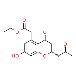 ChemSpider 2D Image | Ethyl {(2S)-7-hydroxy-2-[(2S)-2-hydroxypropyl]-4-oxo-3,4-dihydro-2H-chromen-5-yl}acetate | C16H20O6