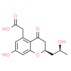 ChemSpider 2D Image | {(2R)-7-Hydroxy-2-[(2S)-2-hydroxypropyl]-4-oxo-3,4-dihydro-2H-chromen-5-yl}acetic acid | C14H16O6