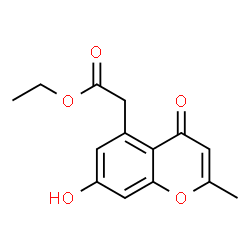 ChemSpider 2D Image | Ethyl (7-hydroxy-2-methyl-4-oxo-4H-chromen-5-yl)acetate | C14H14O5