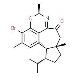 ChemSpider 2D Image | (5S,8aS,11R,11aS)-3-Bromo-11-isopropyl-2,5,8a-trimethyl-8,8a,9,10,11,11a-hexahydro-4-oxa-6-azanaphtho[1,8-ef]azulen-7(5H)-one | C21H26BrNO2