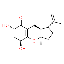 ChemSpider 2D Image | (1R,3aR,5S,7S,9aS)-5,7-Dihydroxy-1-isopropenyl-3a-methyl-2,3,3a,5,6,7,9,9a-octahydrocyclopenta[b]chromen-8(1H)-one | C16H22O4