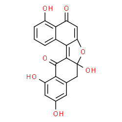 ChemSpider 2D Image | 4,7a,10,12-Tetrahydroxy-7a,8-dihydrodinaphtho[2,1-b:2',3'-d]furan-5,13-dione | C20H12O7