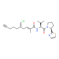 ChemSpider 2D Image | (2E,5Z)-5-(Chloromethylene)-2-methyl-N-{(2S)-3-methyl-1-oxo-1-[(2S)-2-(1,3-thiazol-2-yl)-1-pyrrolidinyl]-2-butanyl}-2-decen-9-ynamide | C24H32ClN3O2S