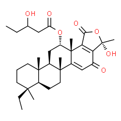 ChemSpider 2D Image | (3S,5bR,7aS,8S,11aS,11bR,13S,13aS)-8-Ethyl-3-hydroxy-3,5b,8,11a,13a-pentamethyl-1,4-dioxo-1,3,4,5b,6,7,7a,8,9,10,11,11a,11b,12,13,13a-hexadecahydrochryseno[1,2-c]furan-13-yl 3-hydroxypentanoate | C32H46O7