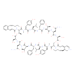 ChemSpider 2D Image | (2E)-N-[(3S,6S,9S,12R,15S,18E,21S,22R,25S,28S,31S,34R,37S,40S,43S)-6,28-Bis(2-amino-2-oxoethyl)-12,34-dibenzyl-40-(4-hydroxybenzyl)-18-(4-hydroxybenzylidene)-9,31-bis[(1S)-1-hydroxyethyl]-3,25-bis(hyd
roxymethyl)-15,37-diisobutyl-19,22,41-trimethyl-2,5,8,11,14,17,20,24,27,30,33,36,39,42-tetradecaoxo-43-({(3E)-3-[(3S)-3-[(1Z)-1-penten-1-yl]-2,3-dihydro-4(1H)-pyridinylidene]propanoyl}amino)-1,23-diox
a-4,7,10,13,16,19,26,29,32,35,38,41-dodecaazacyclotetratetracontan-21-yl]-3-{2-[(1Z)-1-penten-1-yl]phenyl}acrylamide | C106H139N17O26