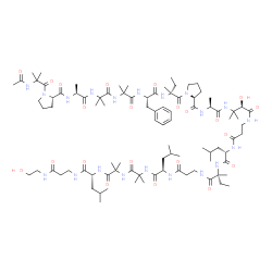 ChemSpider 2D Image | N-Acetyl-2-methylalanyl-L-prolyl-L-alanyl-2-methylalanyl-2-methylalanyl-L-phenylalanyl-D-isovalyl-L-prolyl-N-[(3R,10S,13R,20R,29R)-13-ethyl-3,37-dihydroxy-10,20,29-triisobutyl-2,13,23,23,26,26-hexamet
hyl-4,8,11,14,18,21,24,27,30,34-decaoxo-5,9,12,15,19,22,25,28,31,35-decaazaheptatriacontan-2-yl]-L-alaninamide | C91H152N20O22