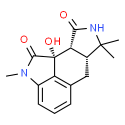 ChemSpider 2D Image | (6aR,9aR,9bR)-9b-Hydroxy-2,7,7-trimethyl-6,6a,7,8,9a,9b-hexahydro-1H-isoindolo[4,5,6-cd]indole-1,9(2H)-dione | C16H18N2O3