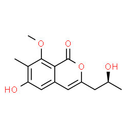 ChemSpider 2D Image | 6-Hydroxy-3-[(2S)-2-hydroxypropyl]-8-methoxy-7-methyl-1H-isochromen-1-one | C14H16O5