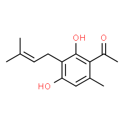 ChemSpider 2D Image | 1-[2,4-Dihydroxy-6-methyl-3-(3-methyl-2-buten-1-yl)phenyl]ethanone | C14H18O3