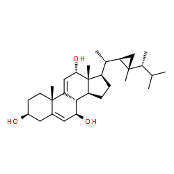 ChemSpider 2D Image | (3beta,7beta,12alpha)-Gorgosta-5,9(11)-diene-3,7,12-triol | C30H48O3
