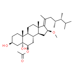 ChemSpider 2D Image | (3beta,5alpha,6beta,16beta,17Z,23R)-3,5-Dihydroxy-16-methoxy-23-methylergost-17-en-6-yl acetate | C32H54O5