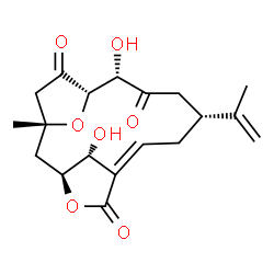 ChemSpider 2D Image | (1R,3S,6Z,9R,12S,13S,17R)-12,17-Dihydroxy-9-isopropenyl-1-methyl-4,16-dioxatricyclo[11.2.1.1~3,6~]heptadec-6-ene-5,11,14-trione | C19H24O7