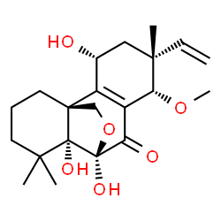 ChemSpider 2D Image | (11alpha,13alpha,14alpha)-5,6,11-Trihydroxy-14-methoxy-6,20-epoxypimara-8,15-dien-7-one | C21H30O6