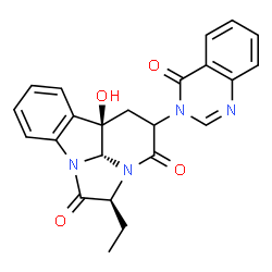 ChemSpider 2D Image | (2S,5aR,9cR)-2-Ethyl-5a-hydroxy-4-(4-oxo-3(4H)-quinazolinyl)-4,5,5a,9c-tetrahydro-3H-2a,9b-diazacyclopenta[jk]fluorene-1,3(2H)-dione | C23H20N4O4