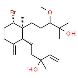 ChemSpider 2D Image | 5-[(1R,2S,3S)-3-Bromo-2-(4-hydroxy-3-methoxy-4-methylpentyl)-2-methyl-6-methylenecyclohexyl]-3-methyl-1-penten-3-ol | C21H37BrO3