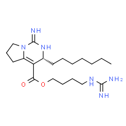 ChemSpider 2D Image | 4-Carbamimidamidobutyl (3R)-3-heptyl-1-imino-1,2,3,5,6,7-hexahydropyrrolo[1,2-c]pyrimidine-4-carboxylate | C20H36N6O2