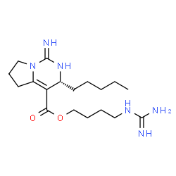 ChemSpider 2D Image | 4-Carbamimidamidobutyl (3R)-1-imino-3-pentyl-1,2,3,5,6,7-hexahydropyrrolo[1,2-c]pyrimidine-4-carboxylate | C18H32N6O2