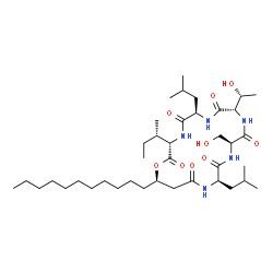 ChemSpider 2D Image | (3S,6R,9S,12S,15R,19R)-3-[(2S)-2-Butanyl]-9-[(1R)-1-hydroxyethyl]-12-(hydroxymethyl)-6,15-diisobutyl-19-undecyl-1-oxa-4,7,10,13,16-pentaazacyclononadecane-2,5,8,11,14,17-hexone | C39H71N5O9