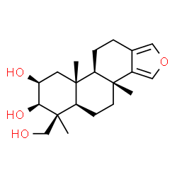 ChemSpider 2D Image | (3bR,5aR,6S,7R,8S,9aR,9bR)-6-(Hydroxymethyl)-3b,6,9a-trimethyl-3b,4,5,5a,6,7,8,9,9a,9b,10,11-dodecahydrophenanthro[1,2-c]furan-7,8-diol | C20H30O4
