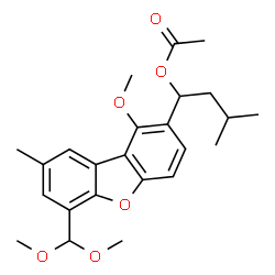 ChemSpider 2D Image | 1-[6-(Dimethoxymethyl)-1-methoxy-8-methyldibenzo[b,d]furan-2-yl]-3-methylbutyl acetate | C24H30O6