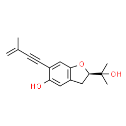 ChemSpider 2D Image | (2R)-2-(2-Hydroxy-2-propanyl)-6-(3-methyl-3-buten-1-yn-1-yl)-2,3-dihydro-1-benzofuran-5-ol | C16H18O3