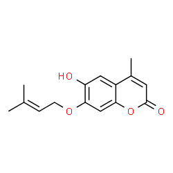 ChemSpider 2D Image | 6-Hydroxy-4-methyl-7-[(3-methyl-2-buten-1-yl)oxy]-2H-chromen-2-one | C15H16O4