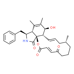 ChemSpider 2D Image | (3E,9R,11E,12aS,13S,15aS,16S,18aS)-16-Benzyl-13-hydroxy-9,14,15-trimethyl-6,7,8,9,10,12a,13,15a,16,17-decahydro-2H-oxacyclotetradecino[2,3-d]isoindole-2,5,18-trione | C29H35NO5